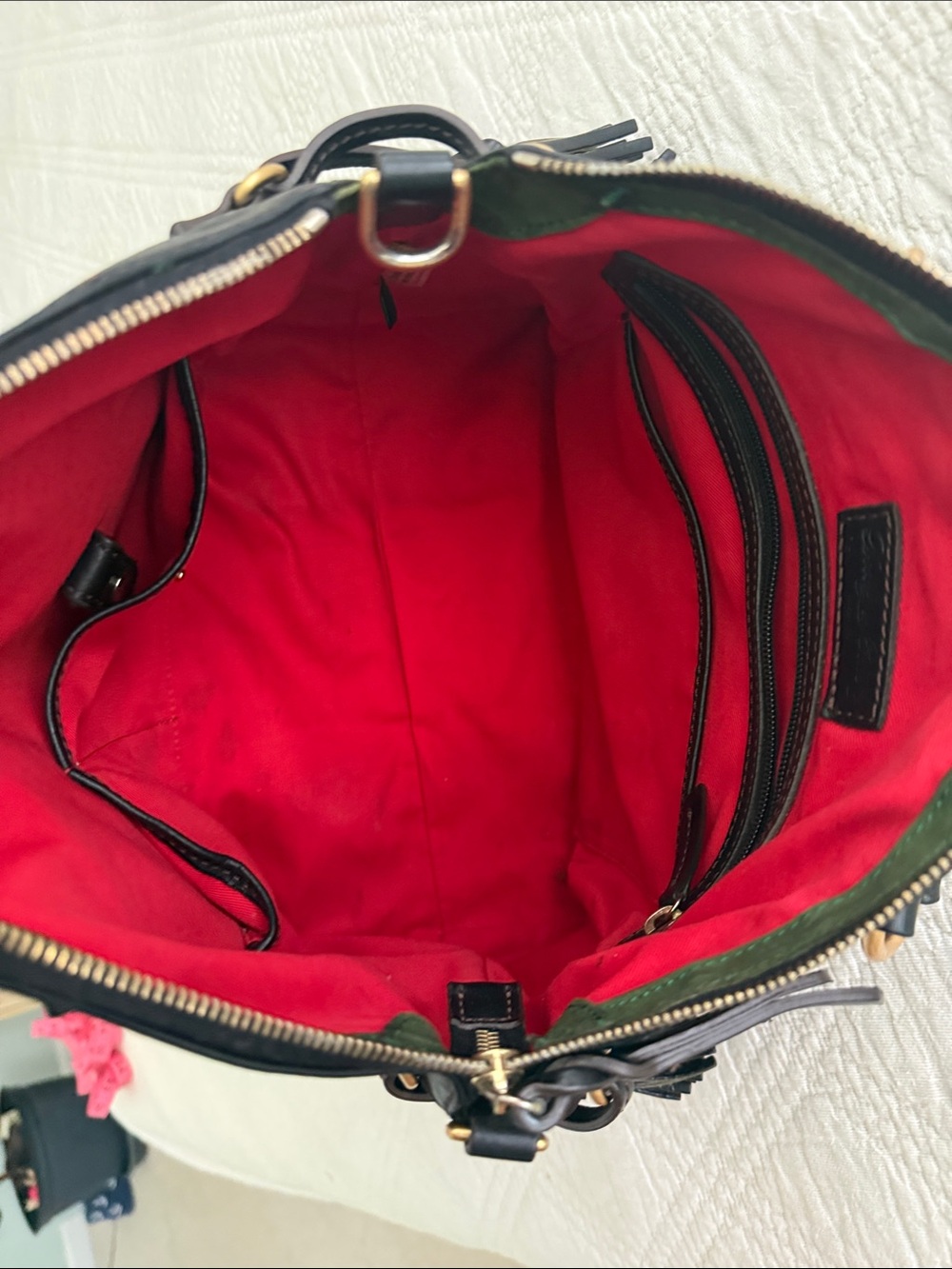 Dooney & Bourke Florentine Black Leather Satchel Bag Gold Accents READ Descripti - Picture 7 of 16
